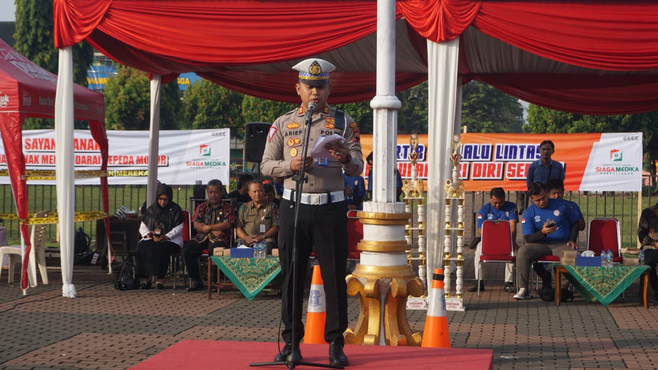 Hari Bhayangkara Ke-78, Satlantas Polres Purbalingga Gelar Lomba Keterampilan Baris Berbaris